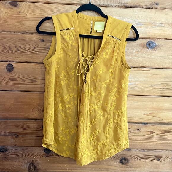 Maeve Yellow Embroidered Blouse - Picture 1 of 5